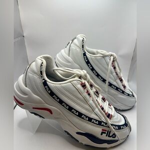 Fila White Athletic Shoes with Red and Navy Details